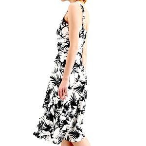 Donna Karan Surplice Fit And Flare Tea Length Dress